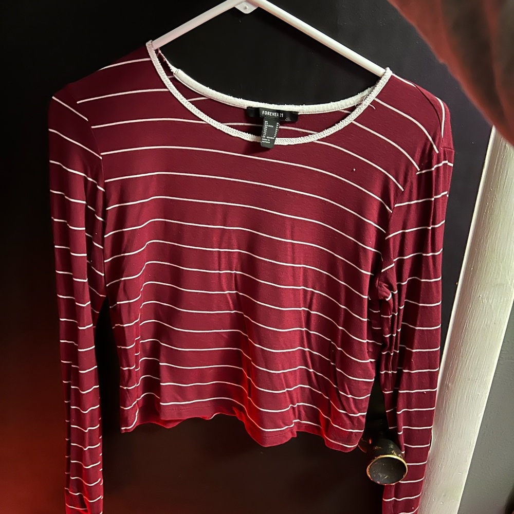 forever 21 striped cropped long sleeve
